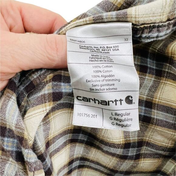 Carhartt Fort Plaid Button Front Relaxed Fit Shirt Men Size Large - Picture 9 of 10